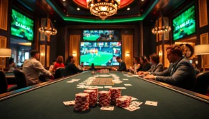 DAGA live betting excitement with colorful chips and cards on a casino table