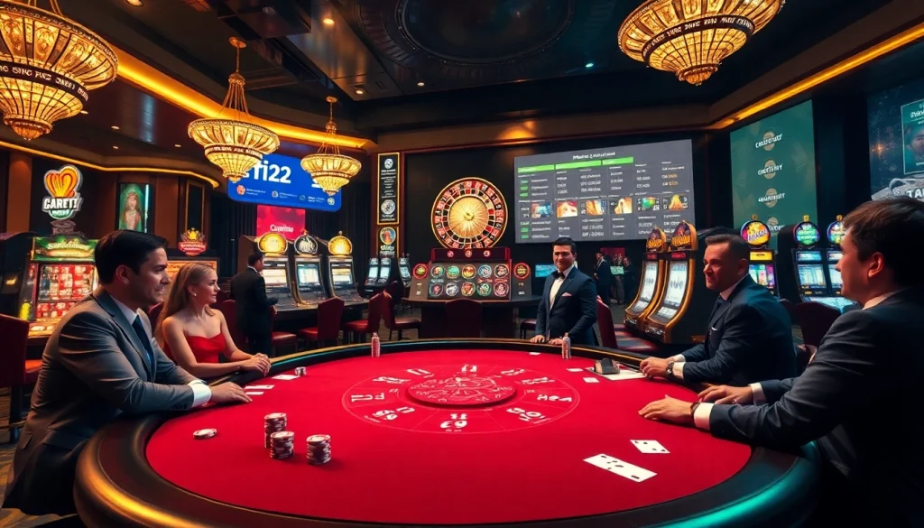 Experience the thrill of gambling with the f12 App, featuring poker, roulette, and vibrant casino scenes.