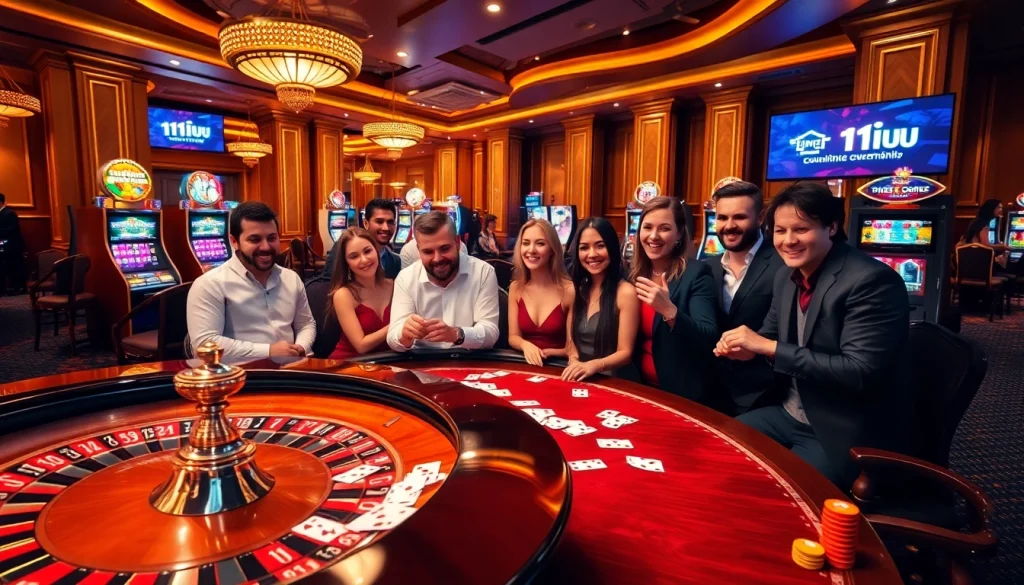 Experience thrilling gameplay with 11UU at a luxurious casino setting featuring poker and roulette.
