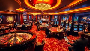 Experience thrilling games at https://f168info.com/ with luxurious casino tables and vibrant slot machines.