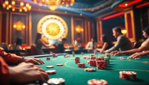 Experience the excitement of 5Z7779 with a vibrant poker game and luxurious casino atmosphere.