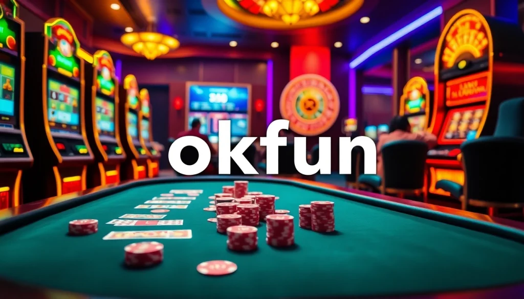 Experience winning at okfun with vibrant casino games and engaging players around poker tables.