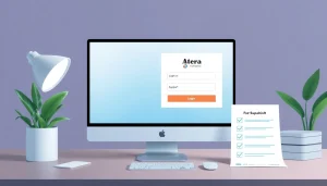 Atera login troubleshooting guide featuring a technician assisting with access issues.