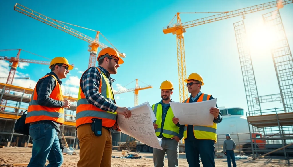 Construction association Colorado professionals collaborating on a job site.