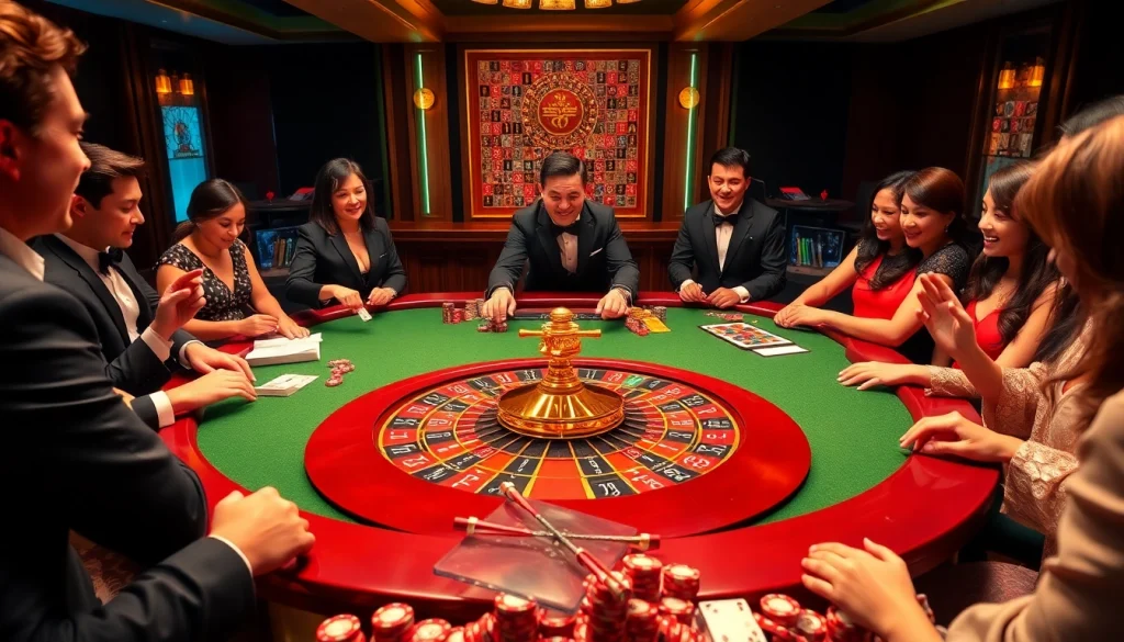 The thrilling roulette game at https://jun88buzz.info/ showcases players betting confidently with vibrant chips amidst a luxurious casino atmosphere.