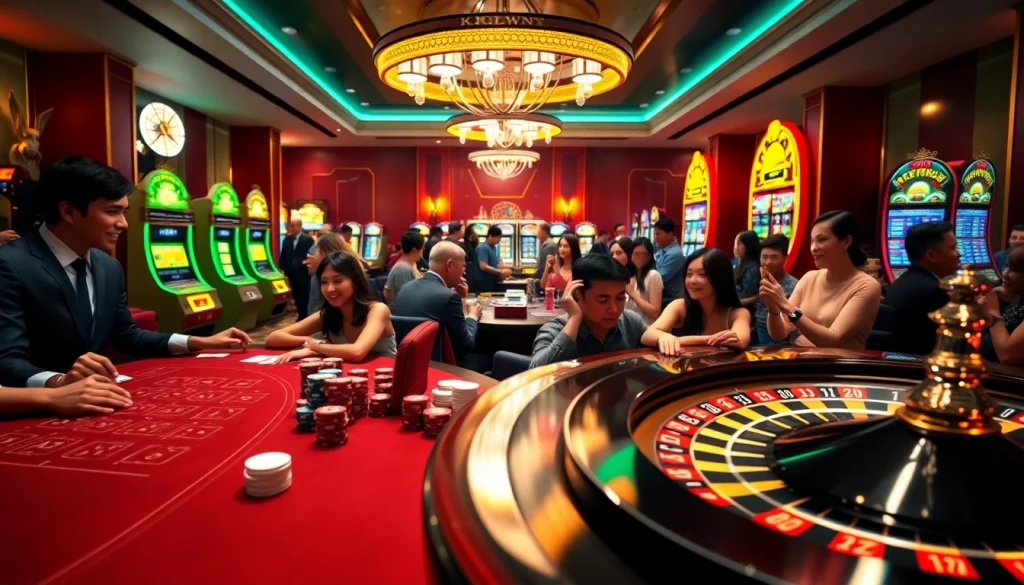 Experience excitement at Trang Chủ KKWIN with vibrant casino tables and engaging players.