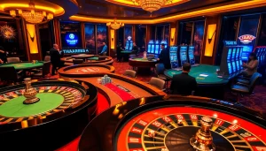 Engaging players at THABET casino with vibrant games and luxurious setting.