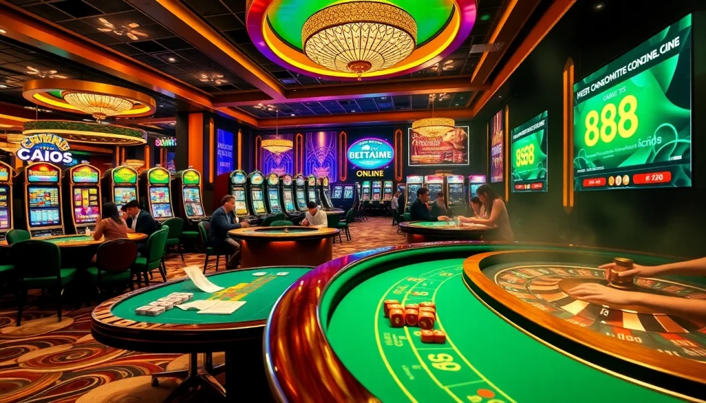 Players enjoying thrilling games at the casino, highlighted by the link https://888new.sarl/ for online gambling options.