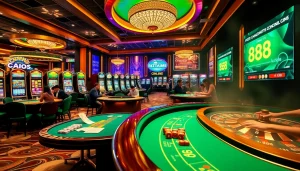 Players enjoying thrilling games at the casino, highlighted by the link https://888new.sarl/ for online gambling options.