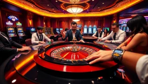 Experience thrilling gameplay at https://xx88.pizza/ with elegant roulette tables and excited gamblers.
