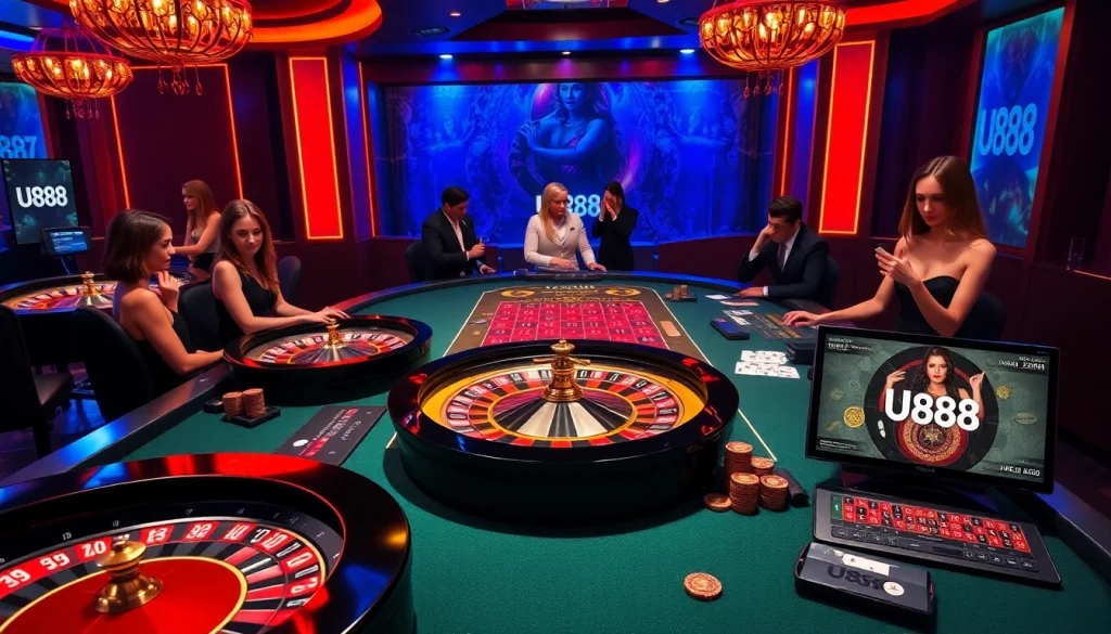U888 reveals an exciting casino atmosphere with roulette, cards, and luxury gameplay.