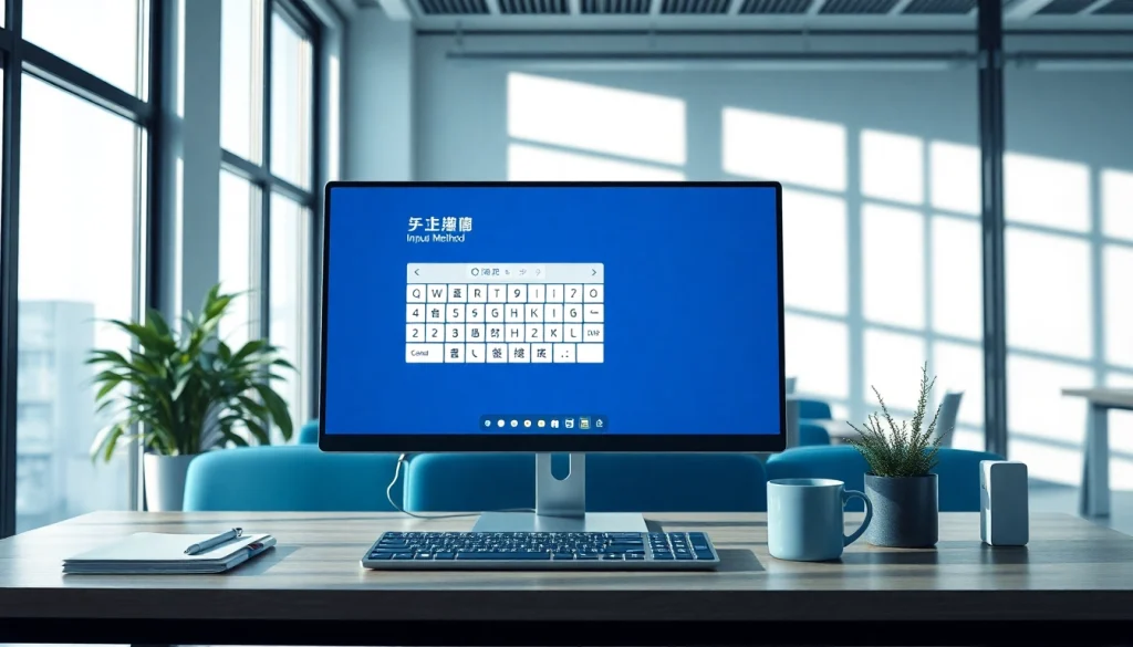 Sogou Input Method download on a modern computer interface in a vibrant workspace.