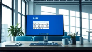 Sogou Input Method download on a modern computer interface in a vibrant workspace.
