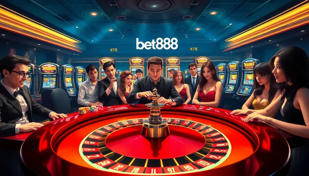 Experience the excitement of bet888 at a luxurious casino with dynamic gaming and vibrant atmosphere.