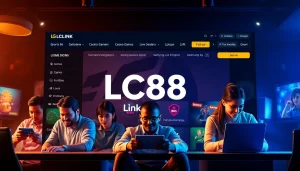 Interactive online gambling interface featuring LC88 Link and diverse gamers.