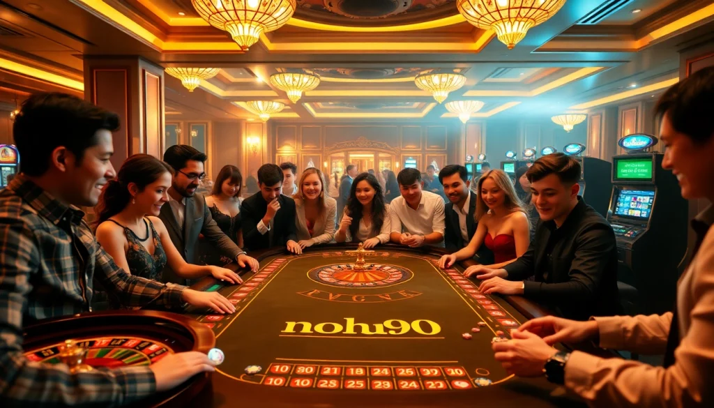 Exciting nohu90 casino scene with diverse players engaging in strategic gaming.