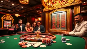 Engaged players enjoying the doaslot gaming experience at a luxurious casino table.