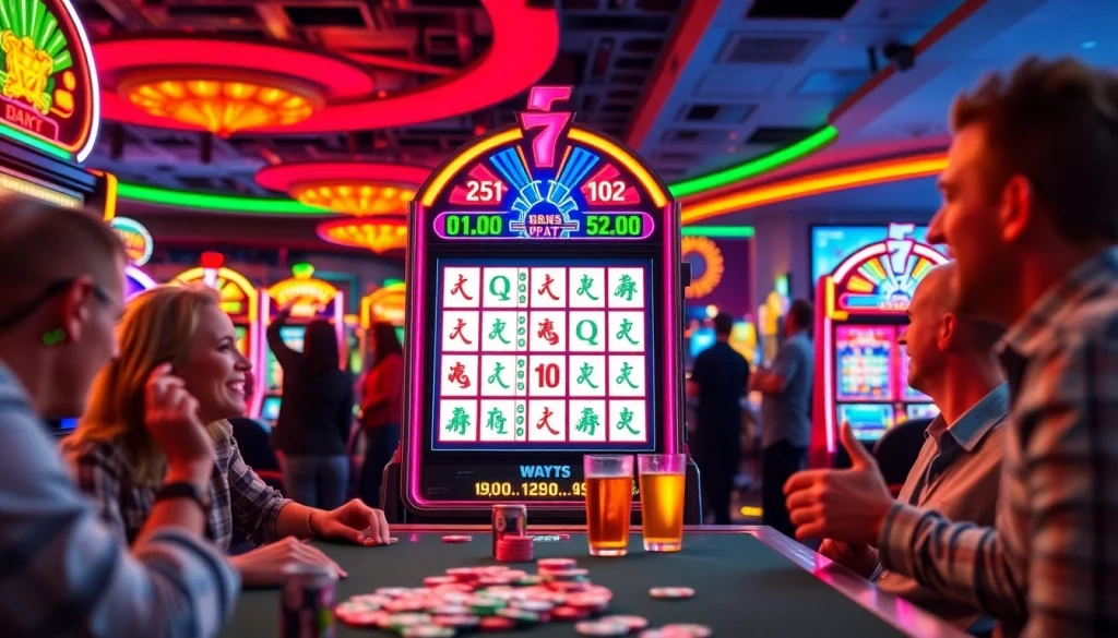 Menggandeng pemain dalam permainan mahjong ways 2 slot yang menarik dengan suasana kasino yang cerah.