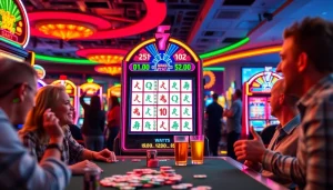 Menggandeng pemain dalam permainan mahjong ways 2 slot yang menarik dengan suasana kasino yang cerah.