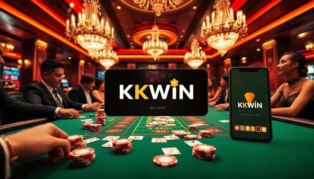 Engaging scene of a baccarat table with players enjoying the thrill of KKWIN vin gaming experience.