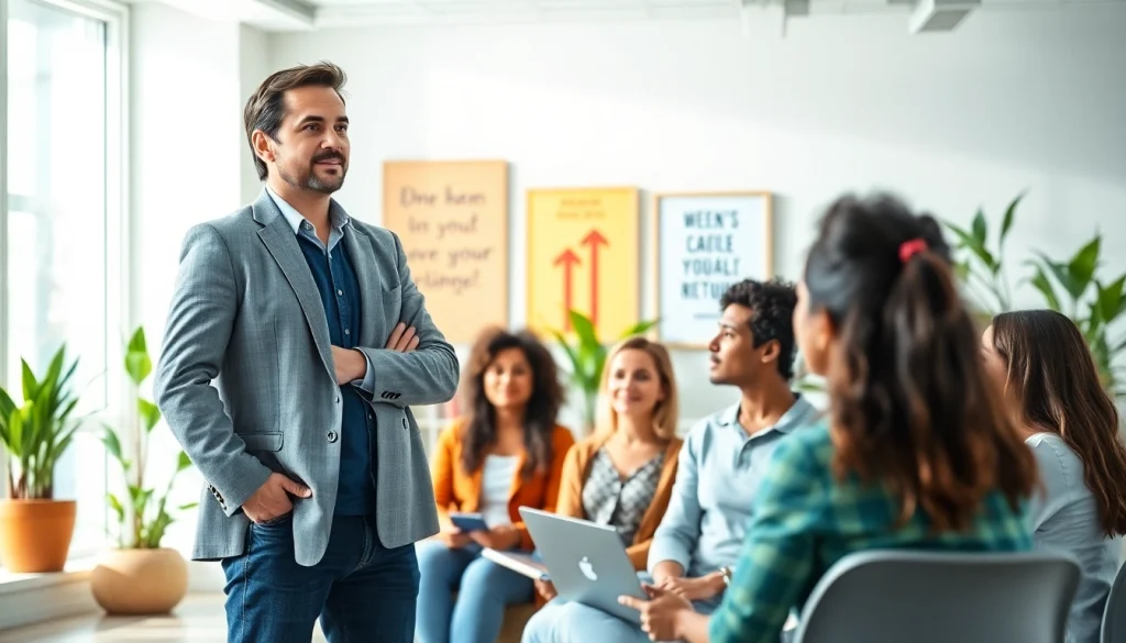 Engaging in Empowerment solutions career coaching in a bright, modern office setting.