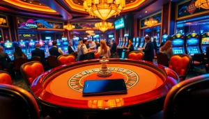 Players at a roulette table with the S8 smartphone showcasing high-stakes excitement in a luxury casino.