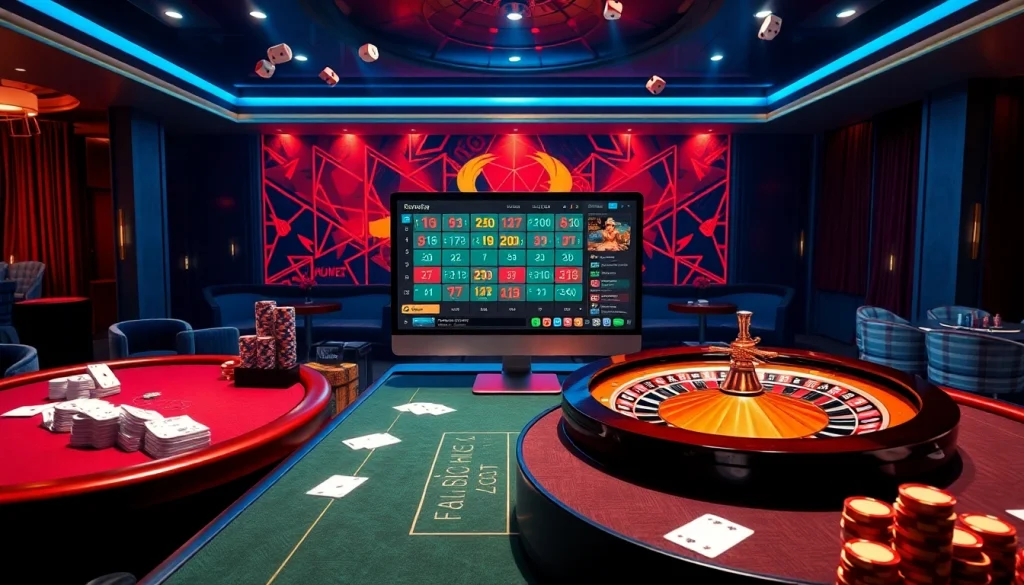 Experience the thrilling atmosphere of Nhà Cái Ga888 with luxurious casino visuals featuring dynamic tables and interactive gameplay.