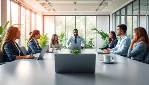 Engaging business professionals in a modern setting focused on strategy and collaboration.