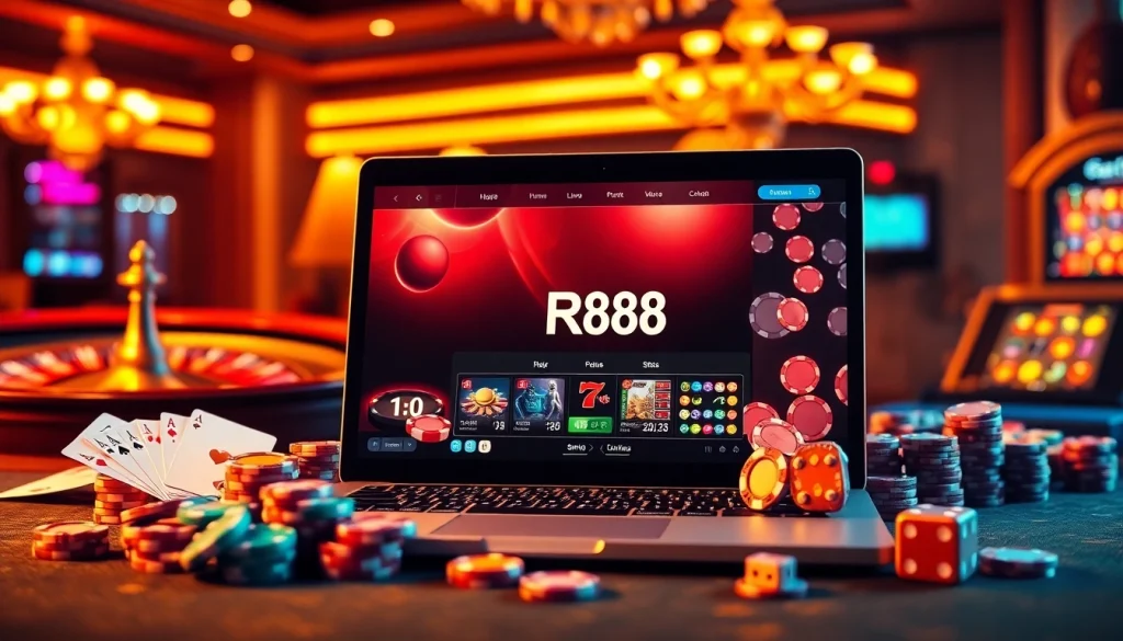 Experience the excitement of gambling at https://rr88.pizza/ with vibrant casino scenes showcasing gaming action.