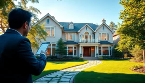 Real Estate agent showcases beautiful house highlighting potential for buyers.