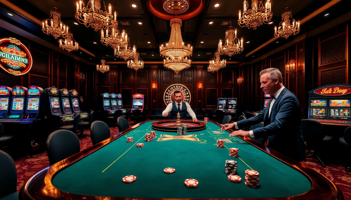 Experience thrilling gameplay at F168 Casino with vibrant poker chips and illuminated slot machines.