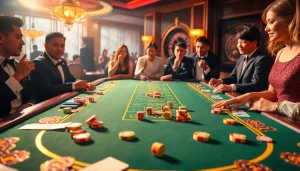 Engaged players betting at the Tài Xỉu MD5 table, showcasing the excitement of casino gambling.