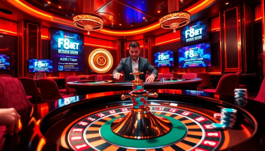 Experience the excitement of F8BET with thrilling casino games and vibrant gambling visuals.