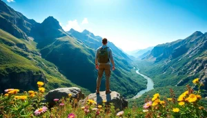 Experience outdoor adventure at https://fernweh-abenteuer.de with breathtaking mountain views and vibrant wildflowers.