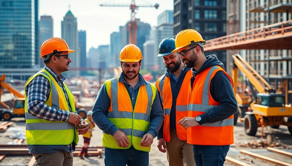 Showcasing a construction association North Carolina professionals working together on a vibrant job site.
