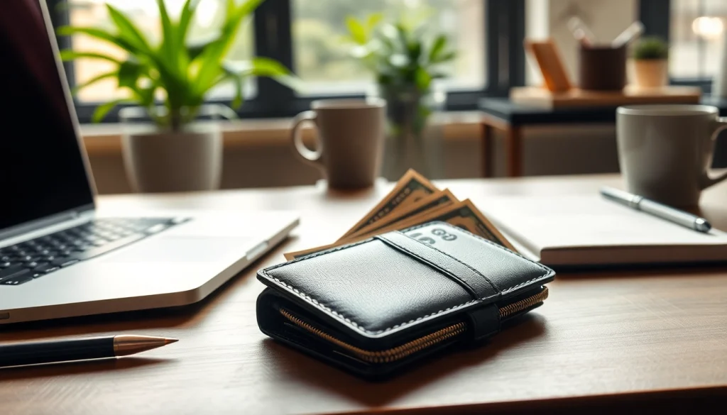 카드현금화와 함께 지갑에서 현금이 쏟아지는 장면을 보여주고 있습니다.