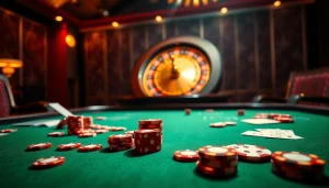 Experience premium gaming excitement at GG88 with a vibrant casino scene featuring roulette and poker tables.