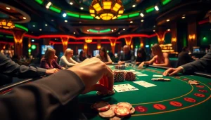 Engaging gamblers with nhận định kèo nhà cái at a lively casino table.