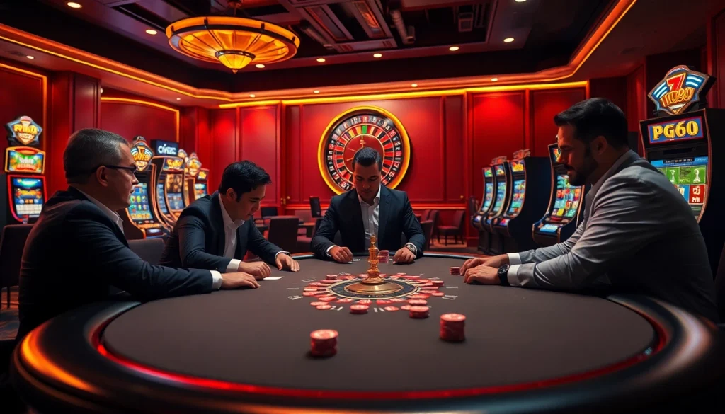 Players experience the thrill of gambling at PG66's luxurious poker table.