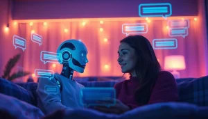 Experience ai sex chat in a cozy, intimate setting with an AI character, showcasing engaging interactions.