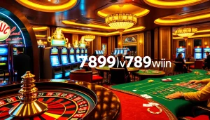 Experience the thrill of 789win with vibrant slot machines and an elegant casino setting.