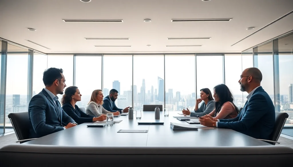 Discussing business strategies in a corporate setting with professionals engaged.