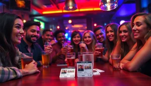 Club21ids: Young adults enjoying nightlife with high-quality novelty IDs in a vibrant bar setting.