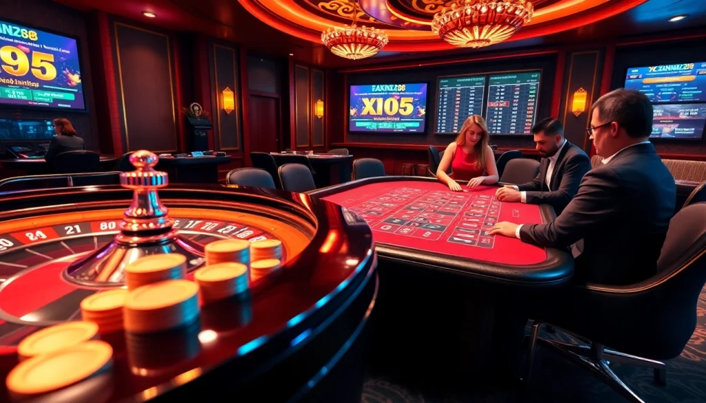 Experience thrilling gaming at XN88 casino with vibrant tables and dynamic roulette action.