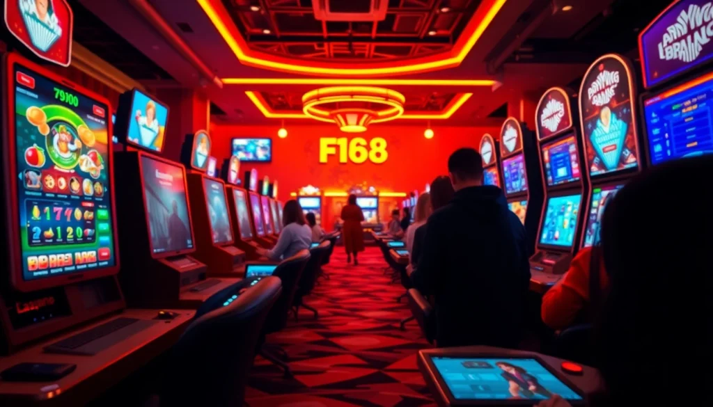 Online gaming scene highlighting F168's diverse offerings at https://f168biz.com/ with players engaged in casino games.