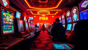 Online gaming scene highlighting F168's diverse offerings at https://f168biz.com/ with players engaged in casino games.