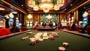 Experience the excitement of VN88 with a dynamic casino scene showcasing vibrant games and engaging players.