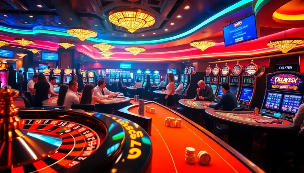 DOLA789 players engaging in thrilling casino action at roulette and poker tables with impressive winnings.