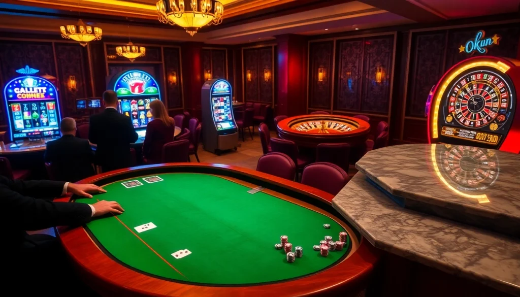 Experience the excitement of okfun at a luxury casino with thrilling poker, slots, and roulette.