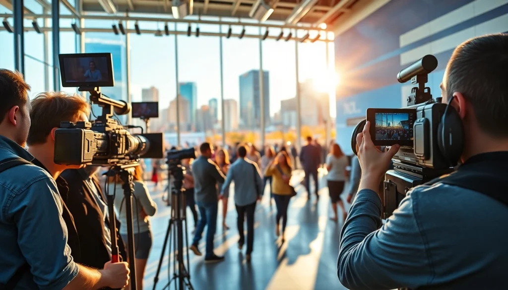 Video Production Company Calgary creating a dynamic corporate event video in downtown Calgary